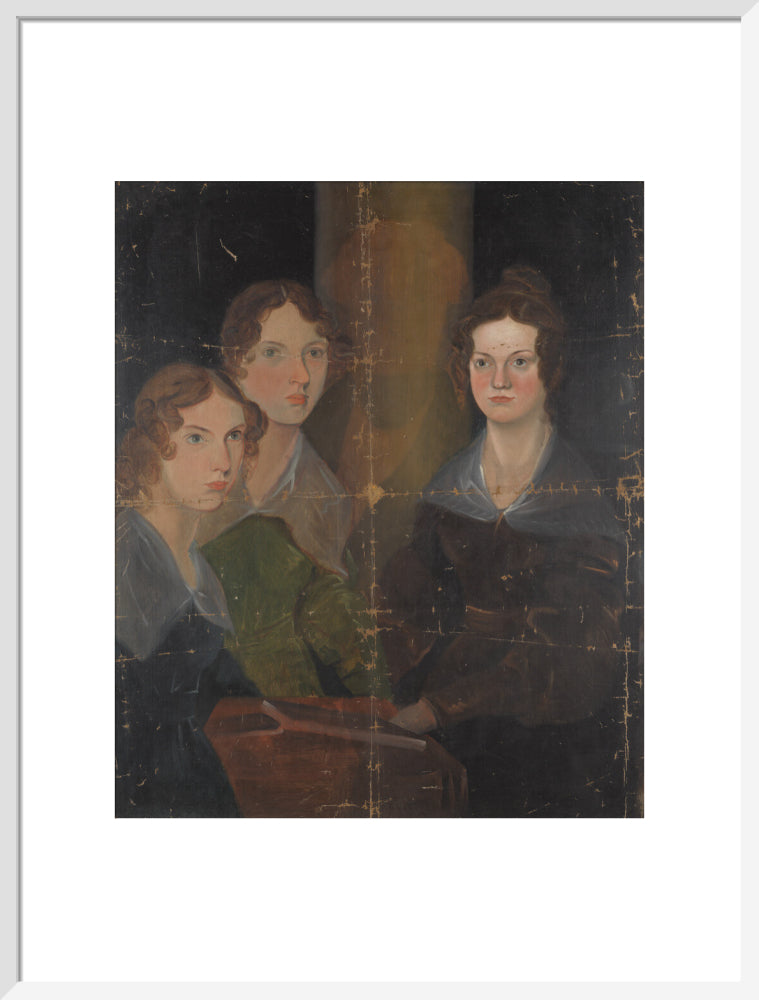 The brontë sisters (anne brontë; emily brontë; charlotte brontë) portrait print (art print, large, white frame)