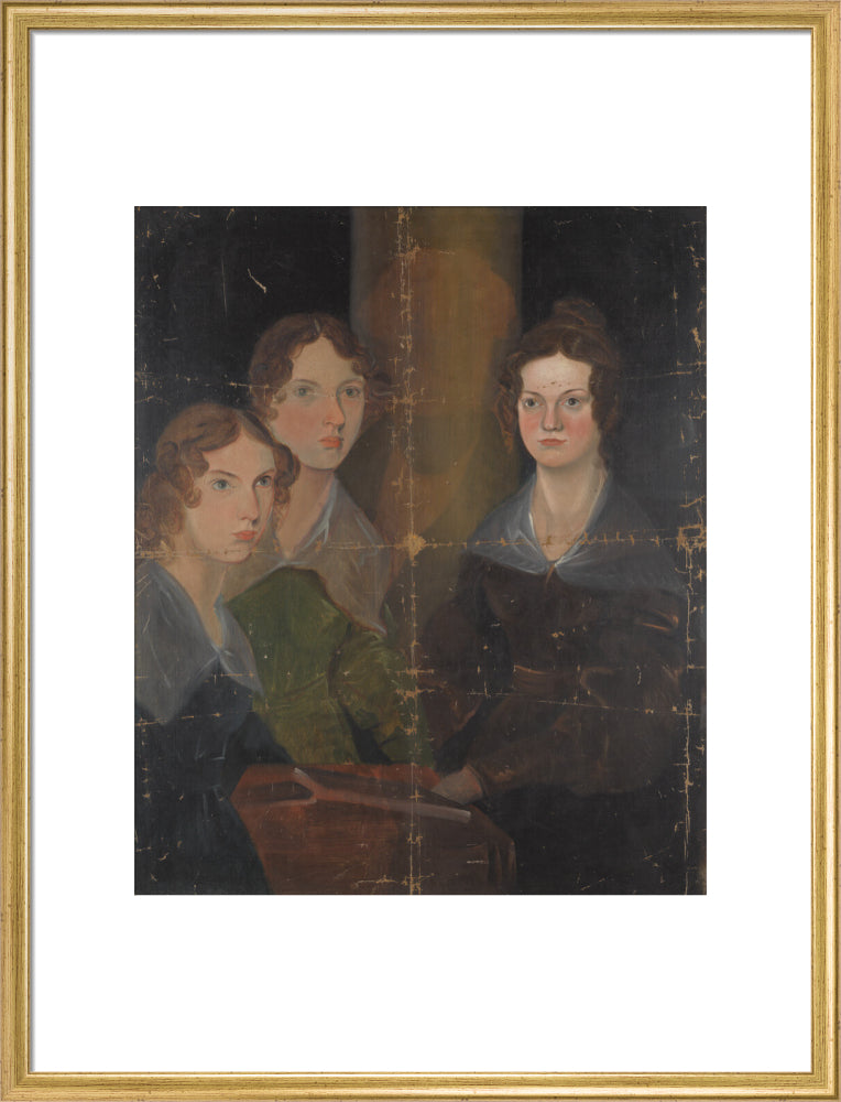 The brontë sisters (anne brontë; emily brontë; charlotte brontë) portrait print (art print, large, gold frame)