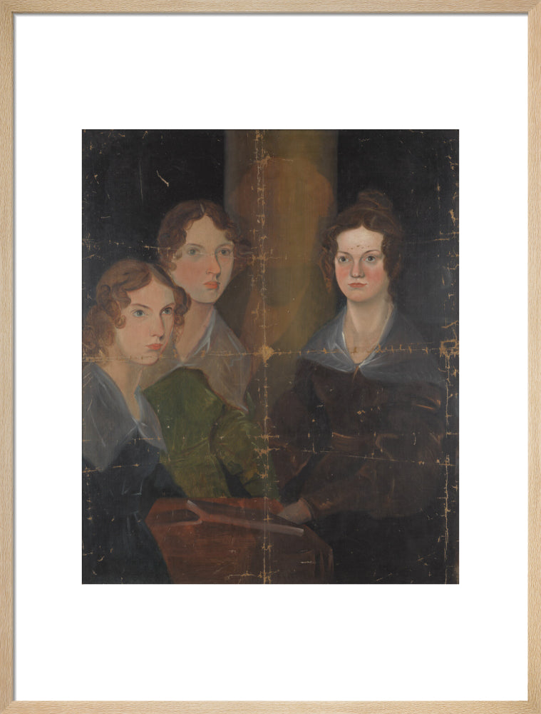 The brontë sisters (anne brontë; emily brontë; charlotte brontë) portrait print (art print, large, natural frame)