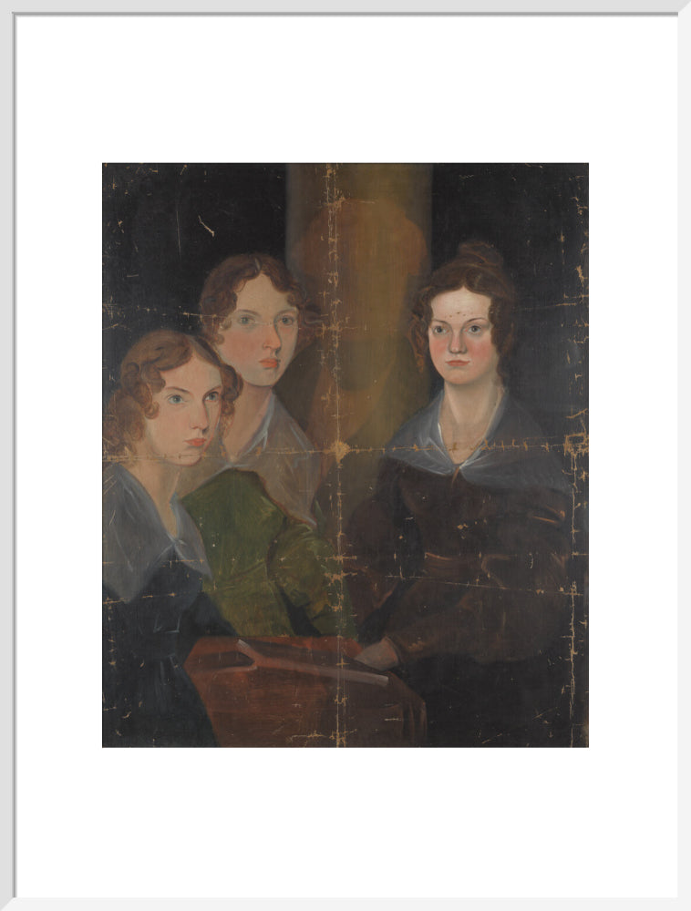 The brontë sisters (anne brontë; emily brontë; charlotte brontë) portrait print (art print, extra large, white frame)