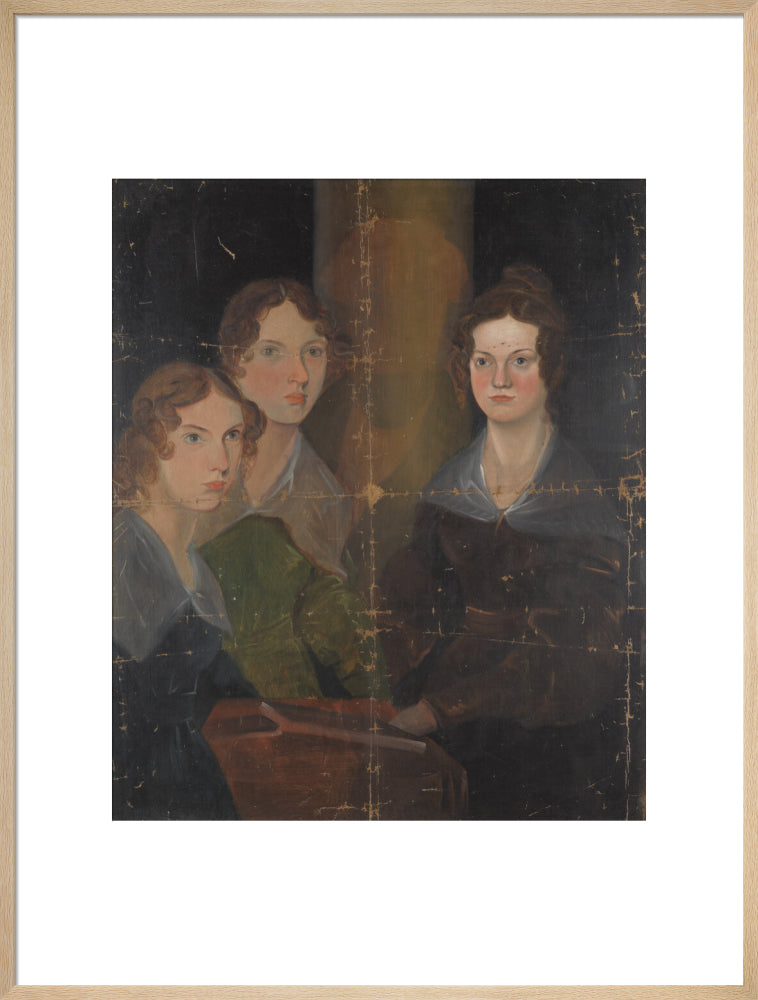 The brontë sisters (anne brontë; emily brontë; charlotte brontë) portrait print (art print, extra large, natural frame)