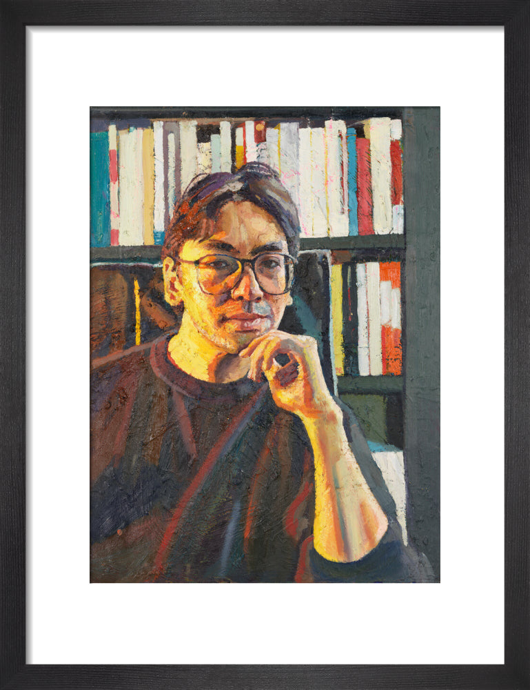 Sir kazuo ishiguro portrait print (art print, small, black frame)