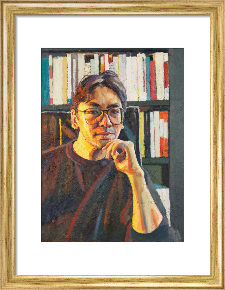Sir kazuo ishiguro portrait print (art print, small, gold frame)