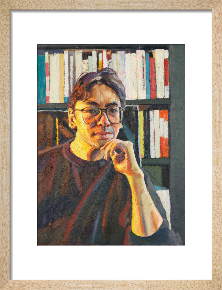 Sir kazuo ishiguro portrait print (art print, small, natural frame)