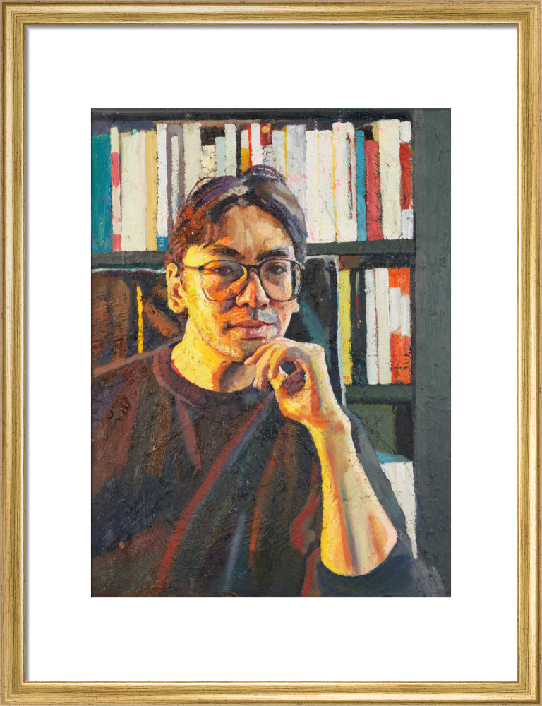 Sir kazuo ishiguro portrait print (art print, medium, gold frame)