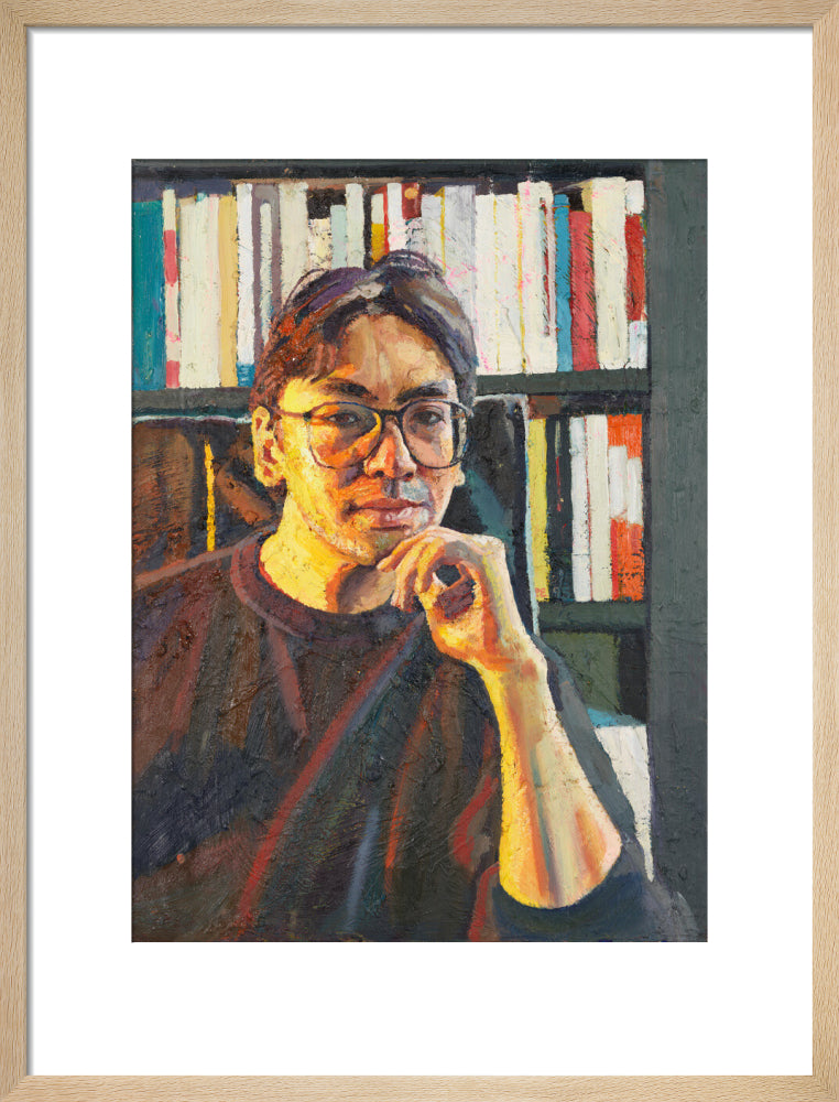 Sir kazuo ishiguro portrait print (art print, medium, natural frame)