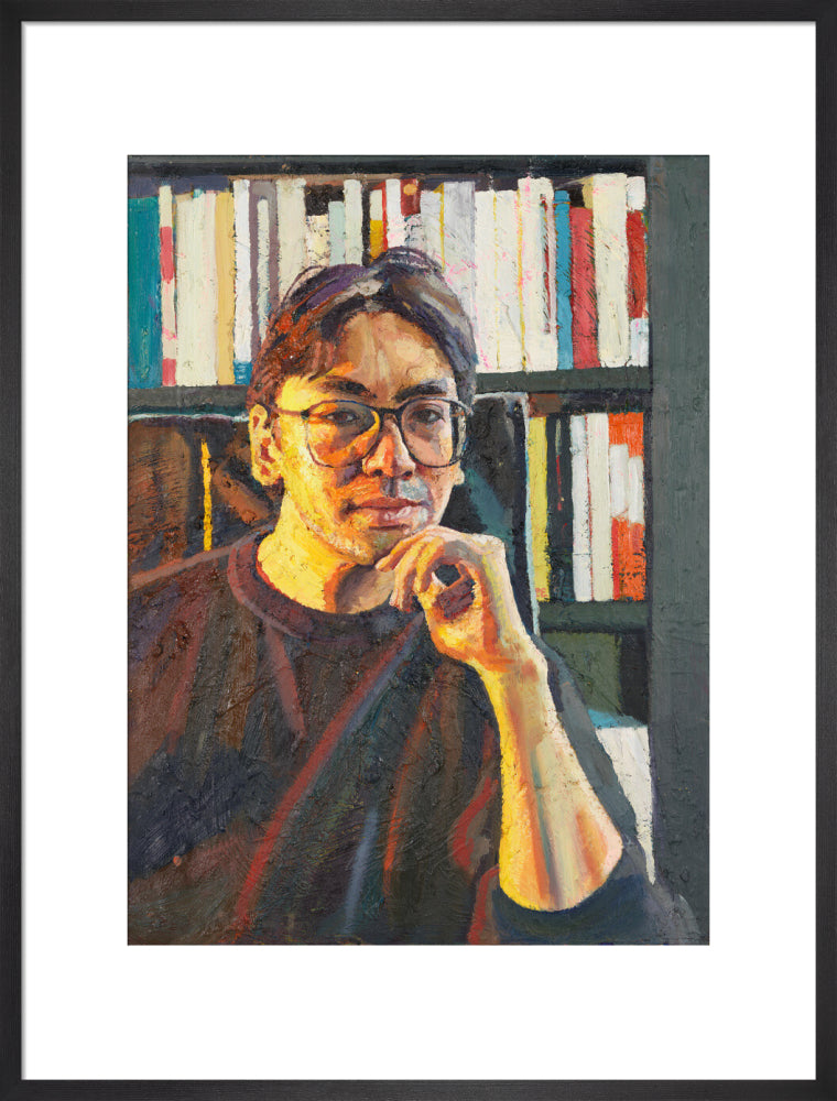 Sir kazuo ishiguro portrait print (art print, large, black frame)
