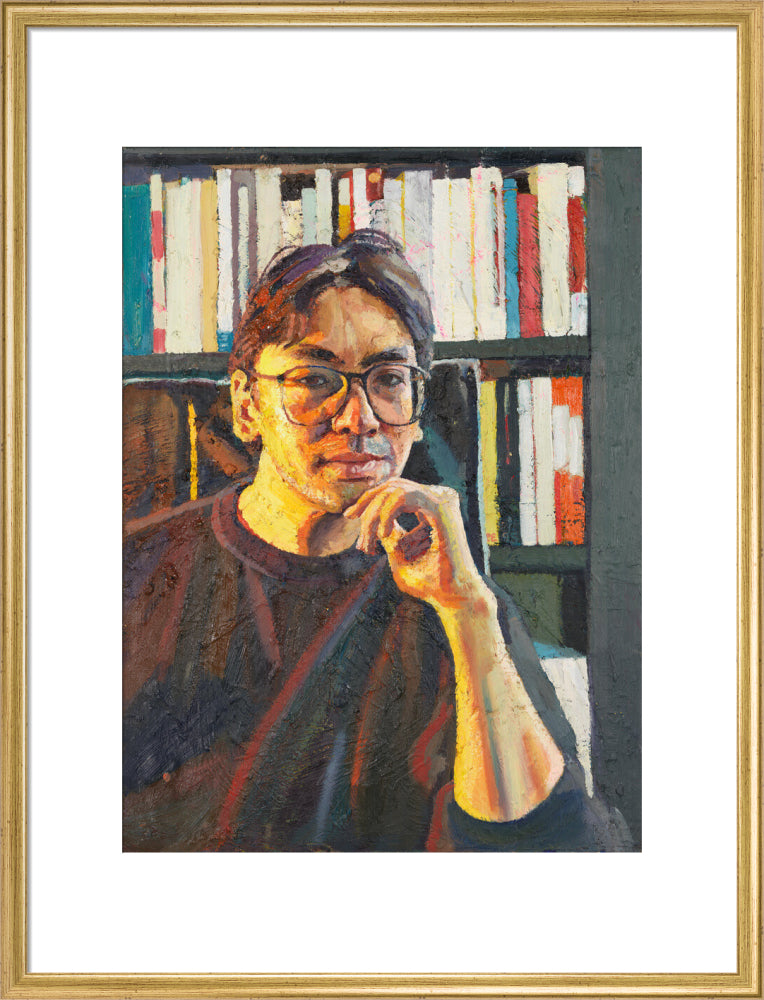 Sir kazuo ishiguro portrait print (art print, large, gold frame)