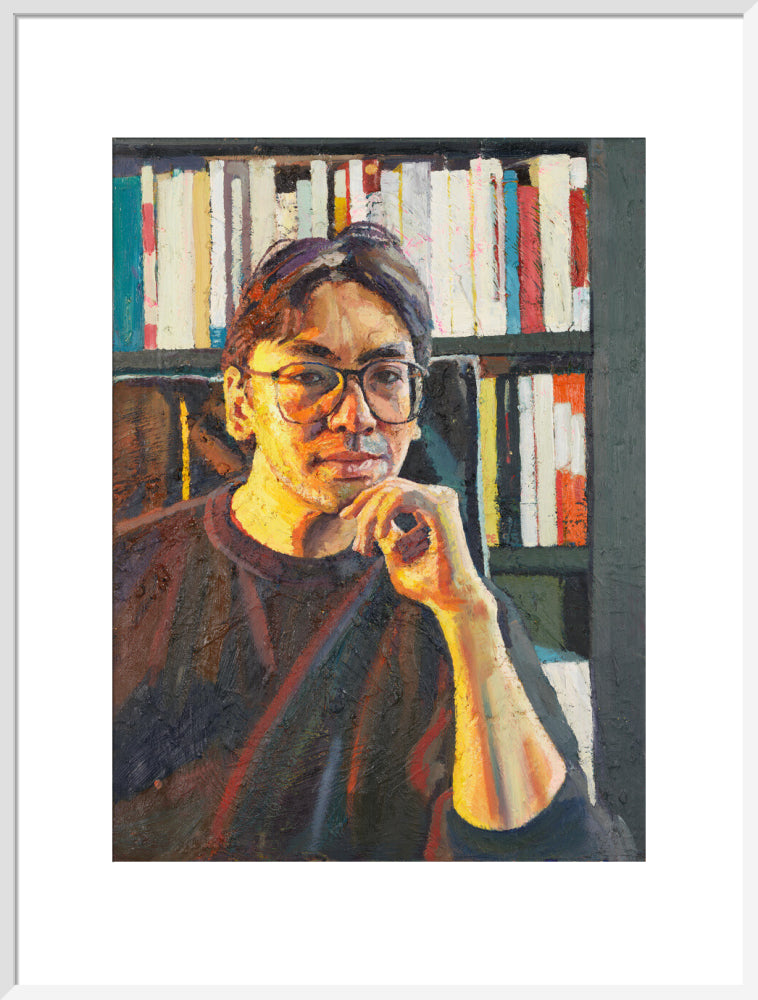 Sir kazuo ishiguro portrait print (art print, extra large, white frame)