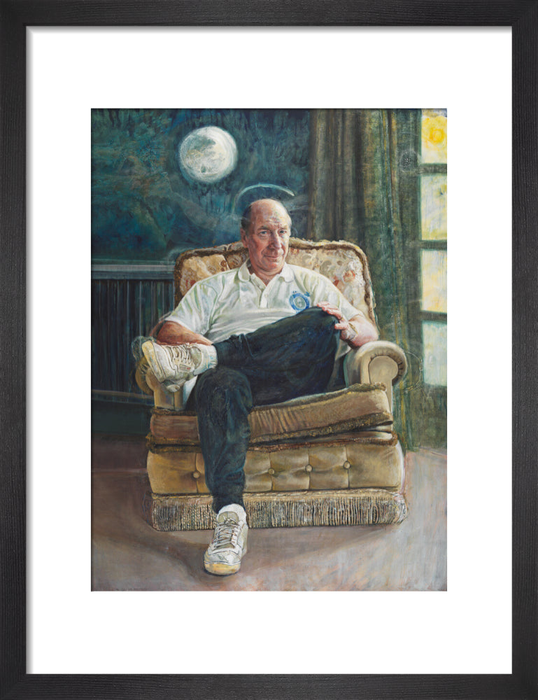 Bobby charlton portrait print (art print, small, black frame frame)
