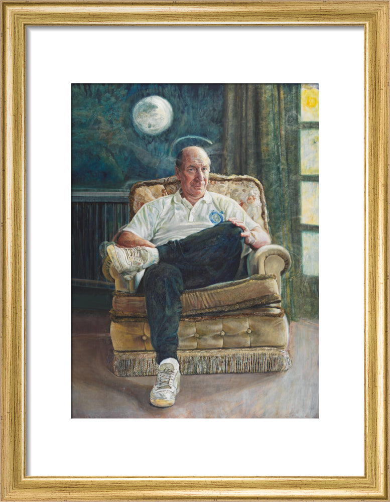 Bobby charlton portrait print (art print, small, gold frame frame)