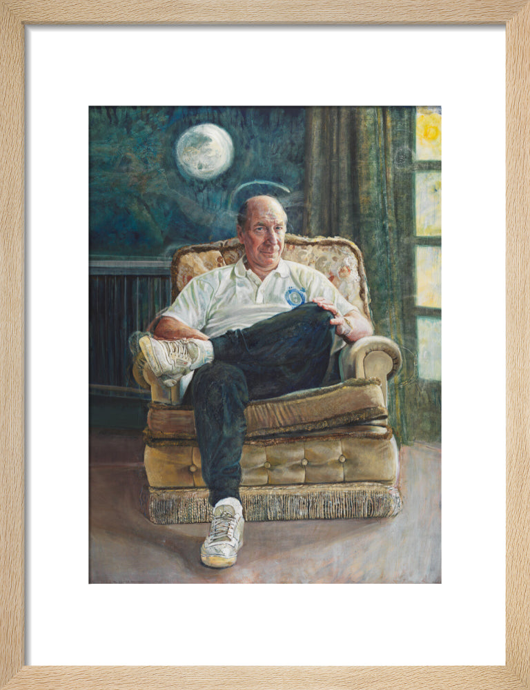 Bobby charlton portrait print (art print, small, natural frame frame)