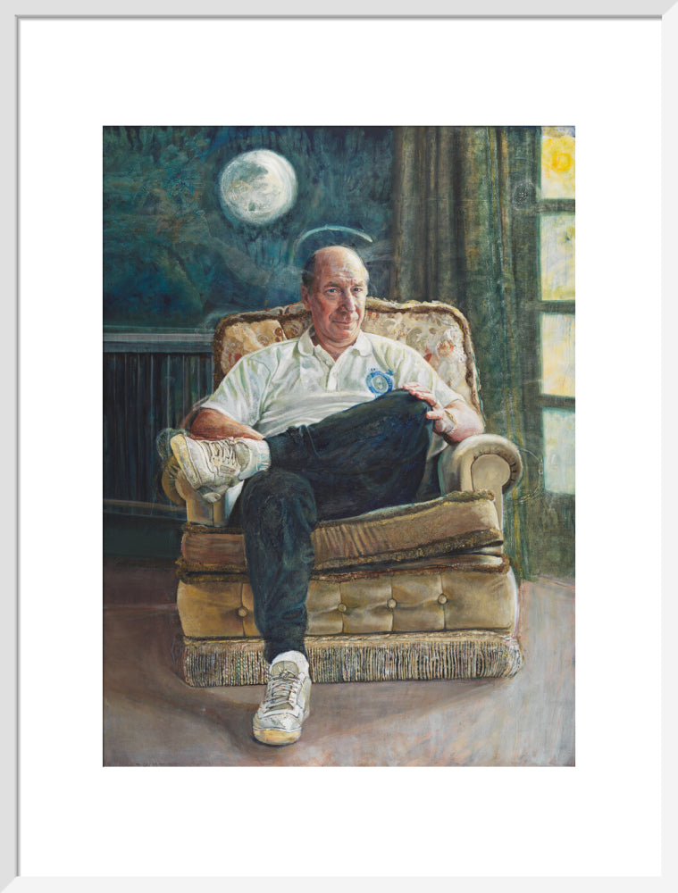 Bobby charlton portrait print (art print, large, white frame frame)