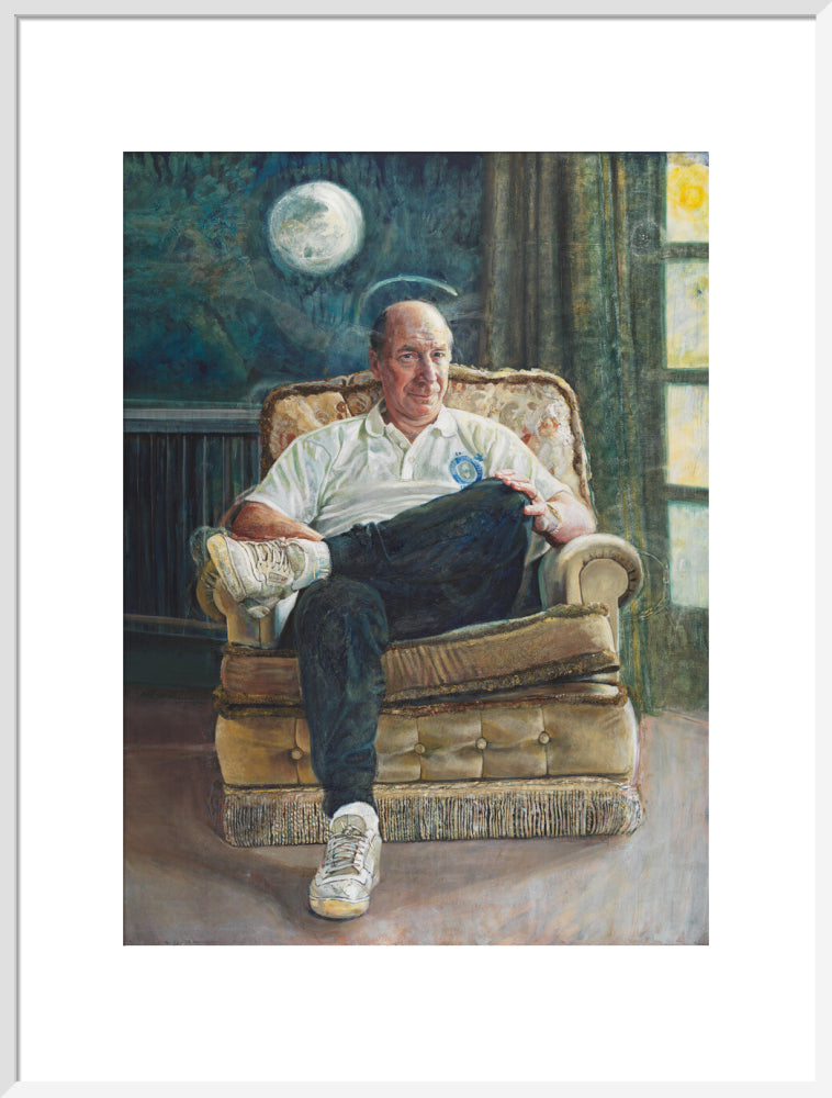 Bobby charlton portrait print (art print, extra large, white frame frame)