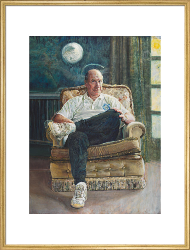 Bobby charlton portrait print (art print, extra large, gold frame frame)