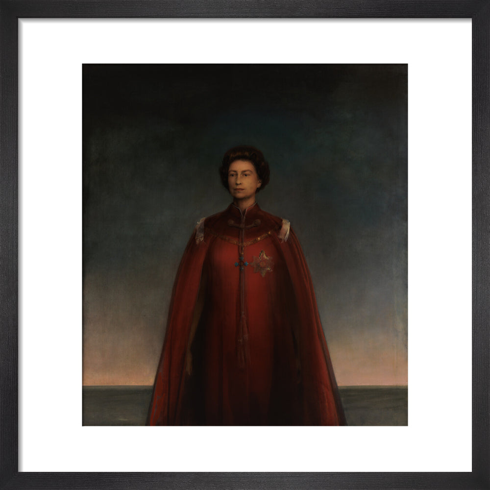 Queen elizabeth ii portrait print (art print, small, black frame)