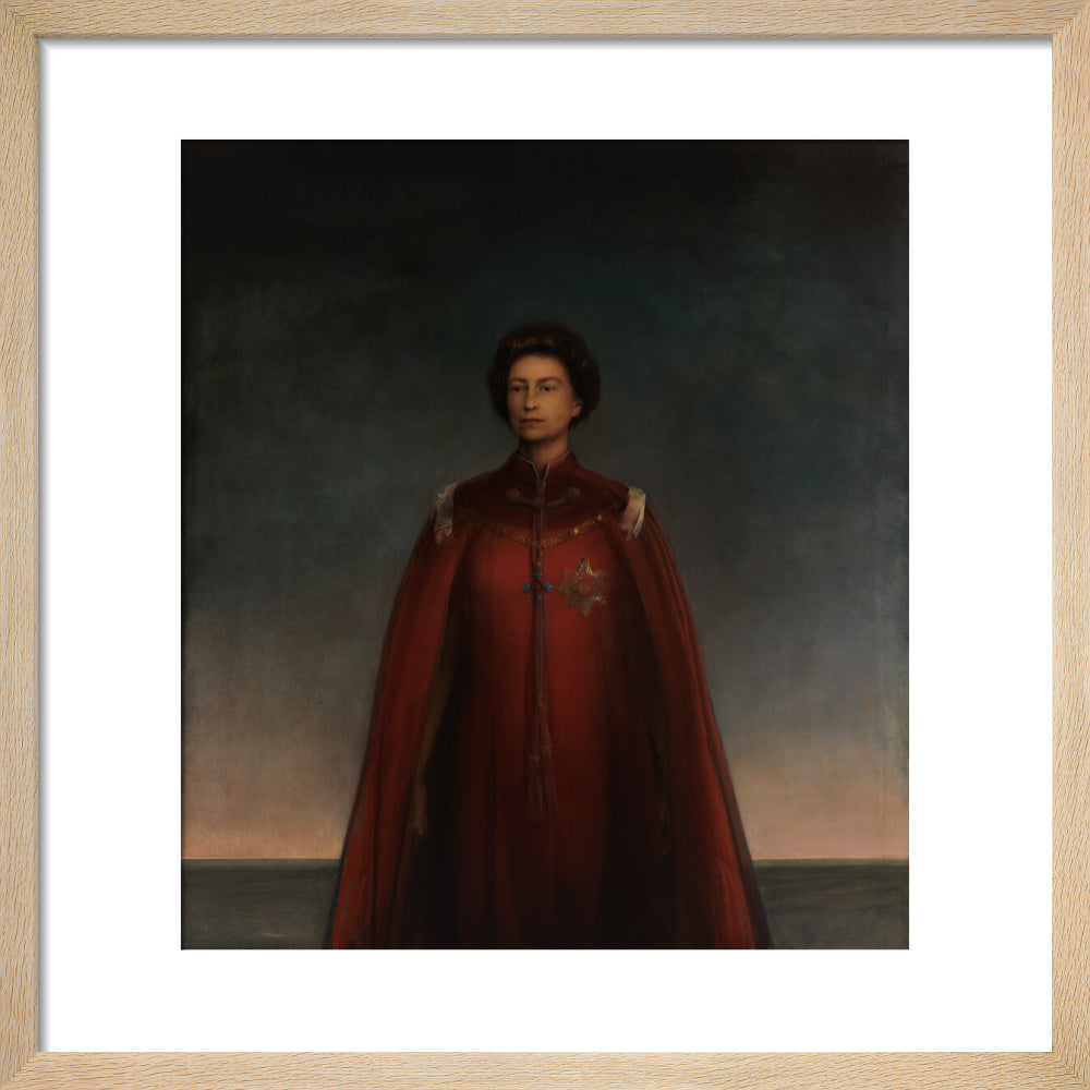 Queen elizabeth ii portrait print (art print, small, natural frame)