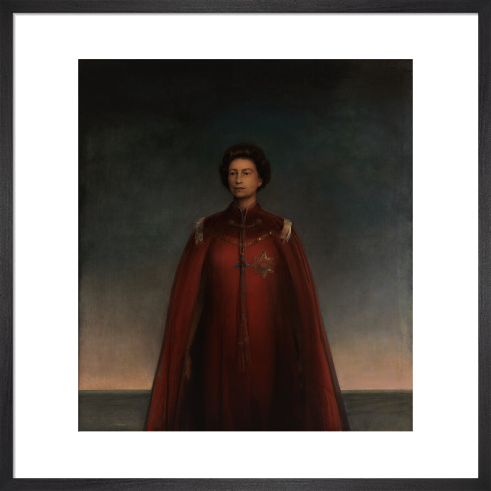 Queen elizabeth ii portrait print (art print, medium, black frame)
