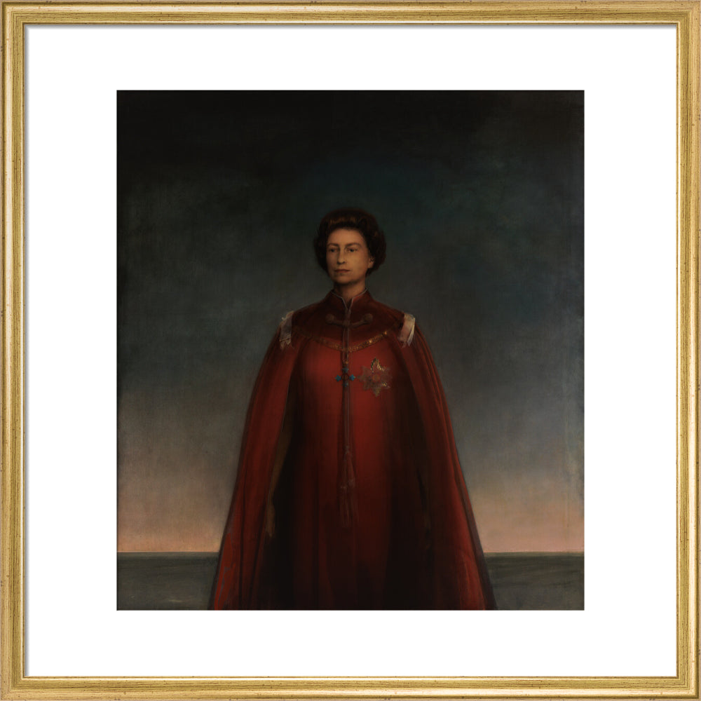 Queen elizabeth ii portrait print (art print, medium, gold frame)