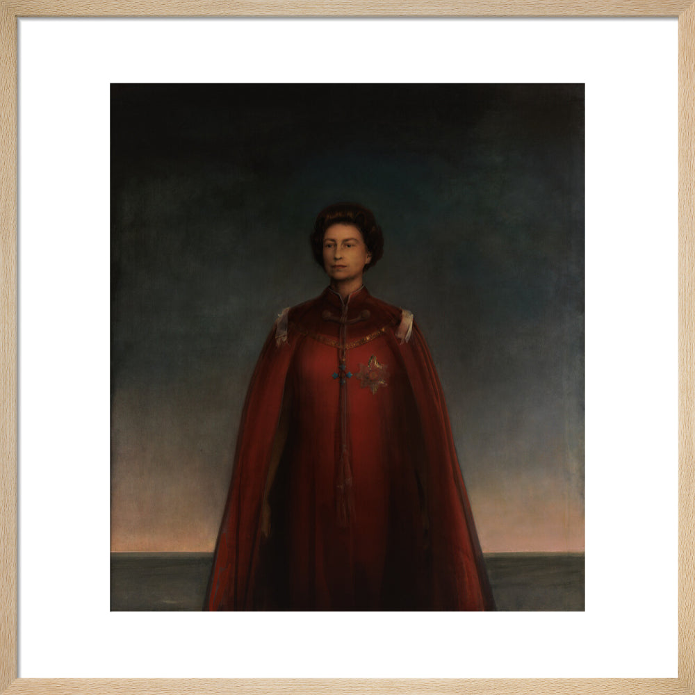 Queen elizabeth ii portrait print (art print, medium, natural frame)