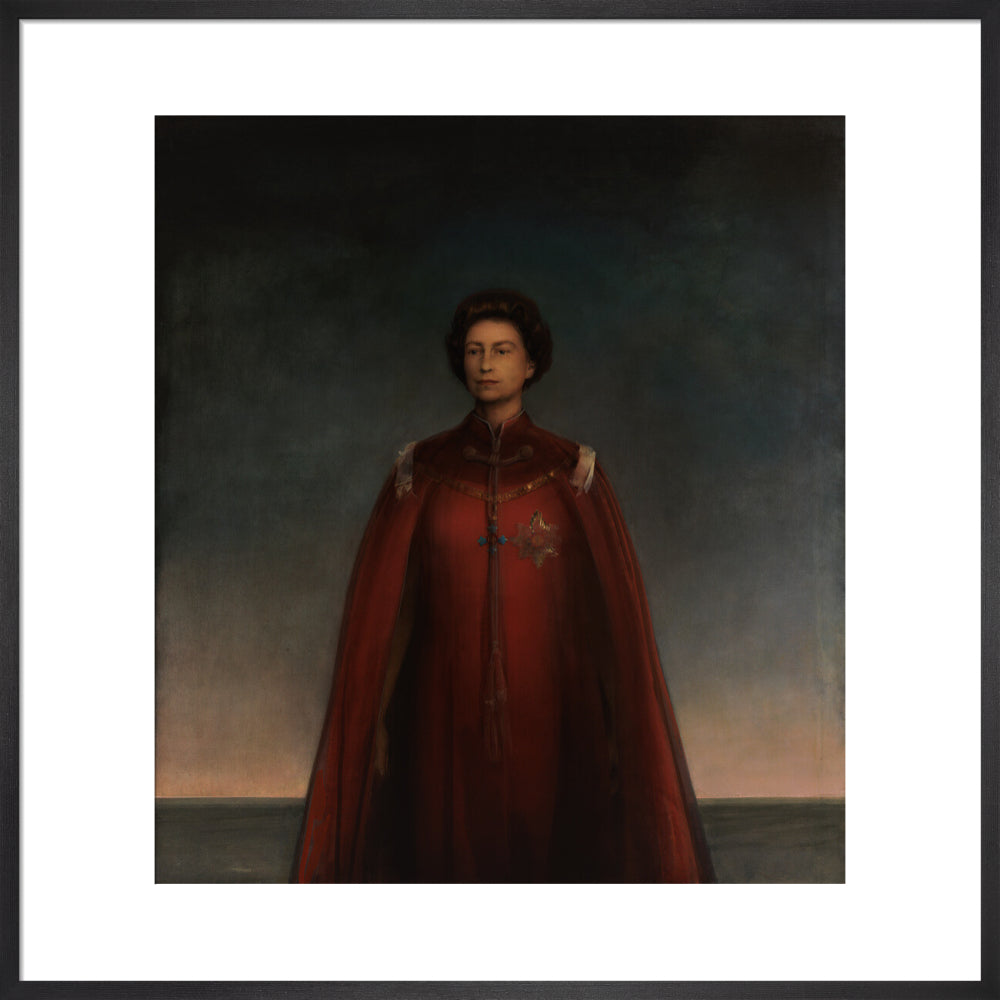 Queen elizabeth ii portrait print (art print, large, black frame)