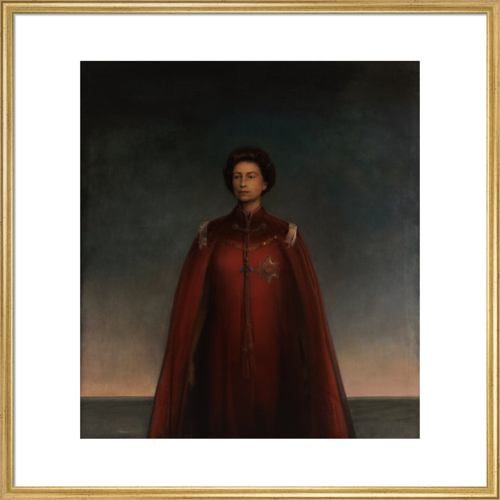 Queen elizabeth ii portrait print (art print, large, gold frame)