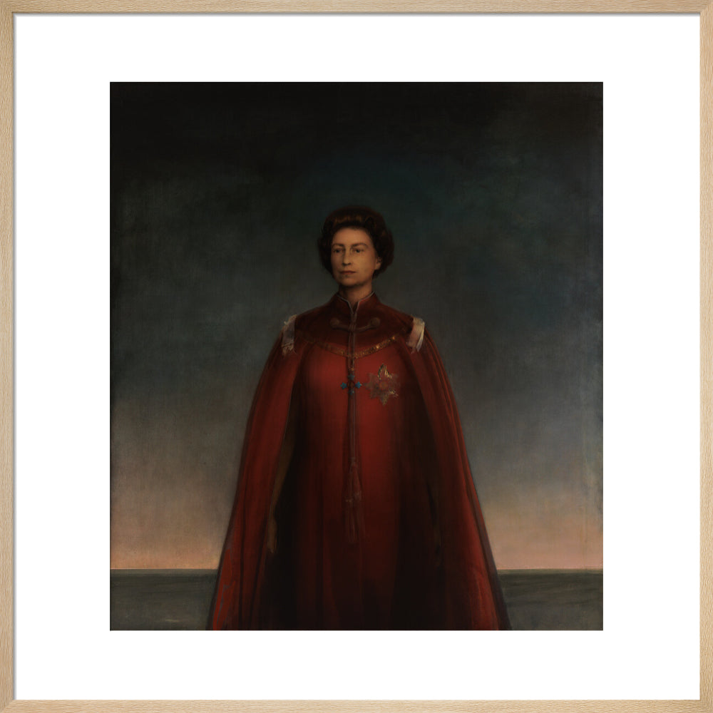 Queen elizabeth ii portrait print (art print, large, natural frame)