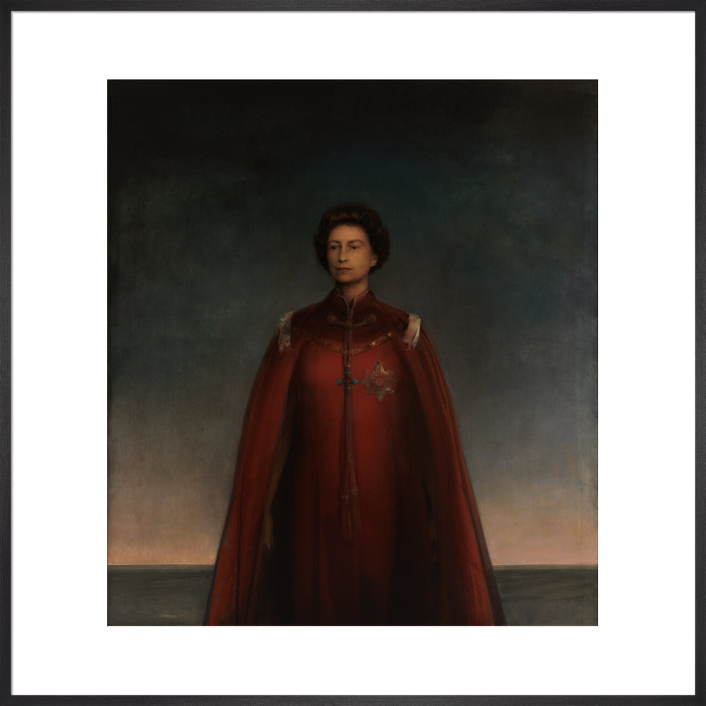 Queen elizabeth ii portrait print (art print, extra large, black frame)