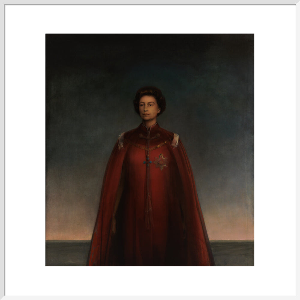 Queen elizabeth ii portrait print (art print, extra large, white frame)