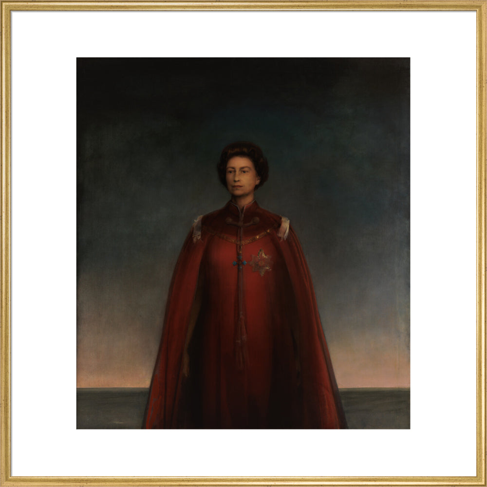 Queen elizabeth ii portrait print (art print, extra large, gold frame)