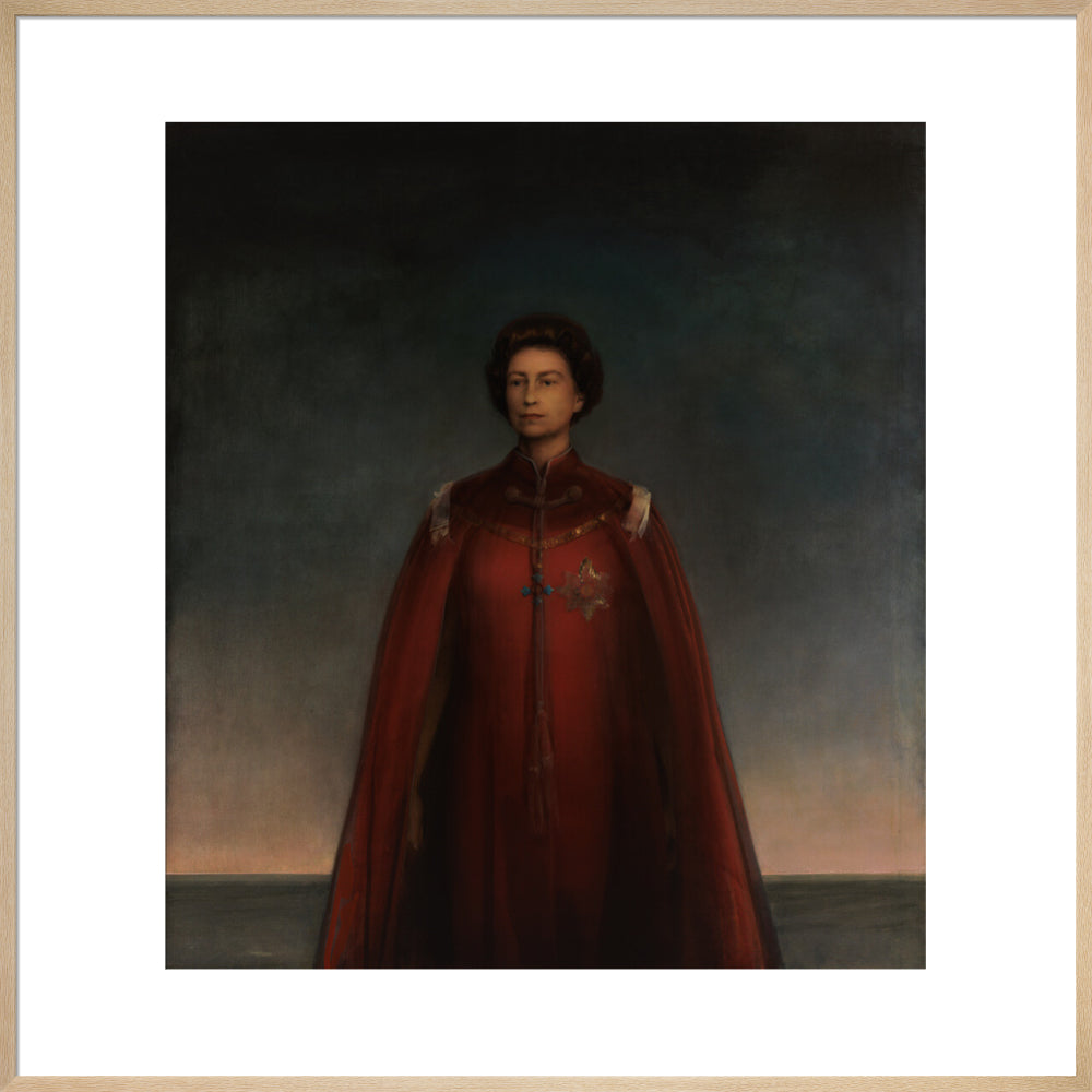 Queen elizabeth ii portrait print (art print, extra large, natural frame)