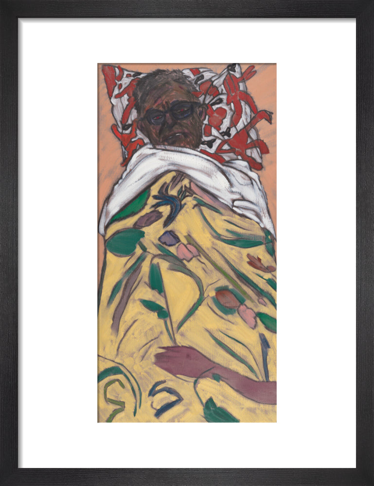 R.b. kitaj ('self portrait: hockney pillow') portrait print (art print, small, black frame)