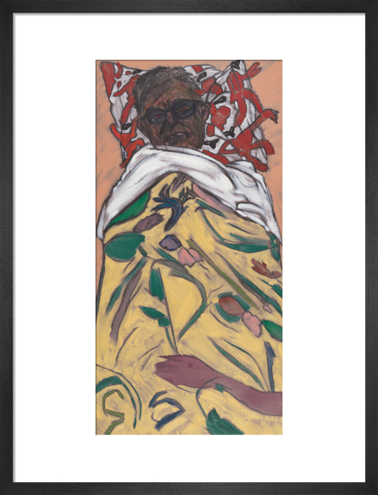R.b. kitaj ('self portrait: hockney pillow') portrait print (art print, medium, black frame)