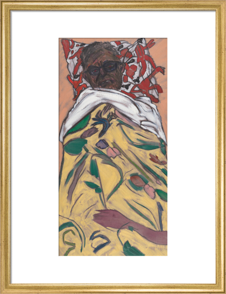 R.b. kitaj ('self portrait: hockney pillow') portrait print (art print, medium, gold frame)