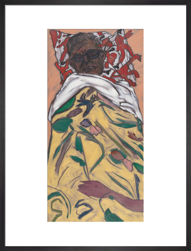 R.b. kitaj ('self portrait: hockney pillow') portrait print (art print, large, black frame)