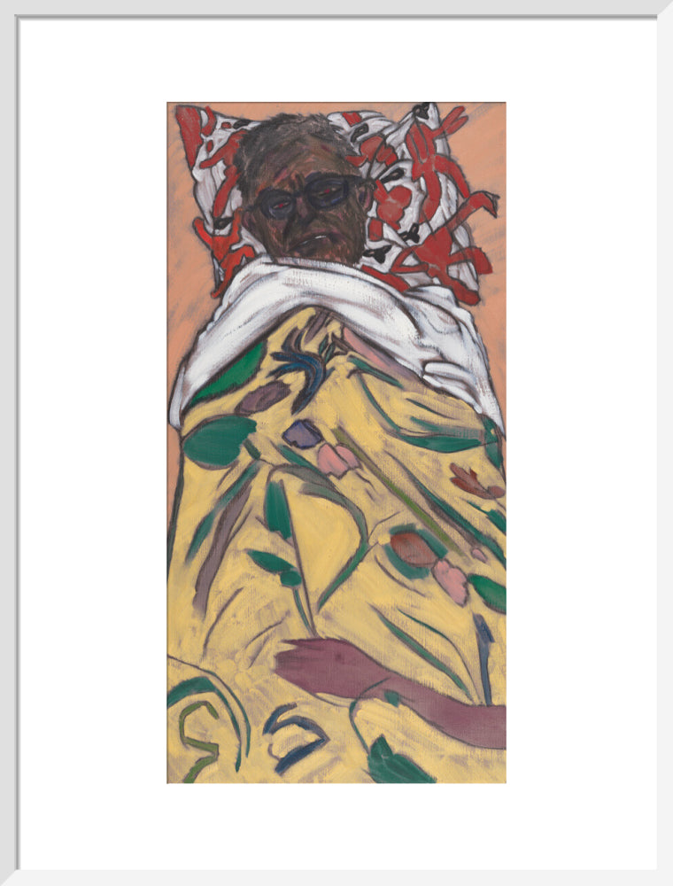 R.b. kitaj ('self portrait: hockney pillow') portrait print (art print, large, white frame)