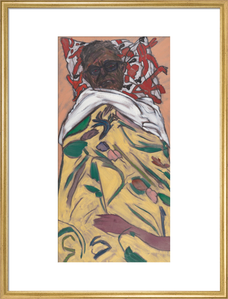 R.b. kitaj ('self portrait: hockney pillow') portrait print (art print, large, gold frame)