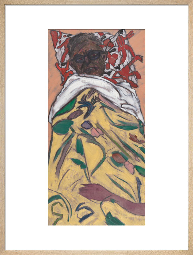 R.b. kitaj ('self portrait: hockney pillow') portrait print (art print, large, natural frame)