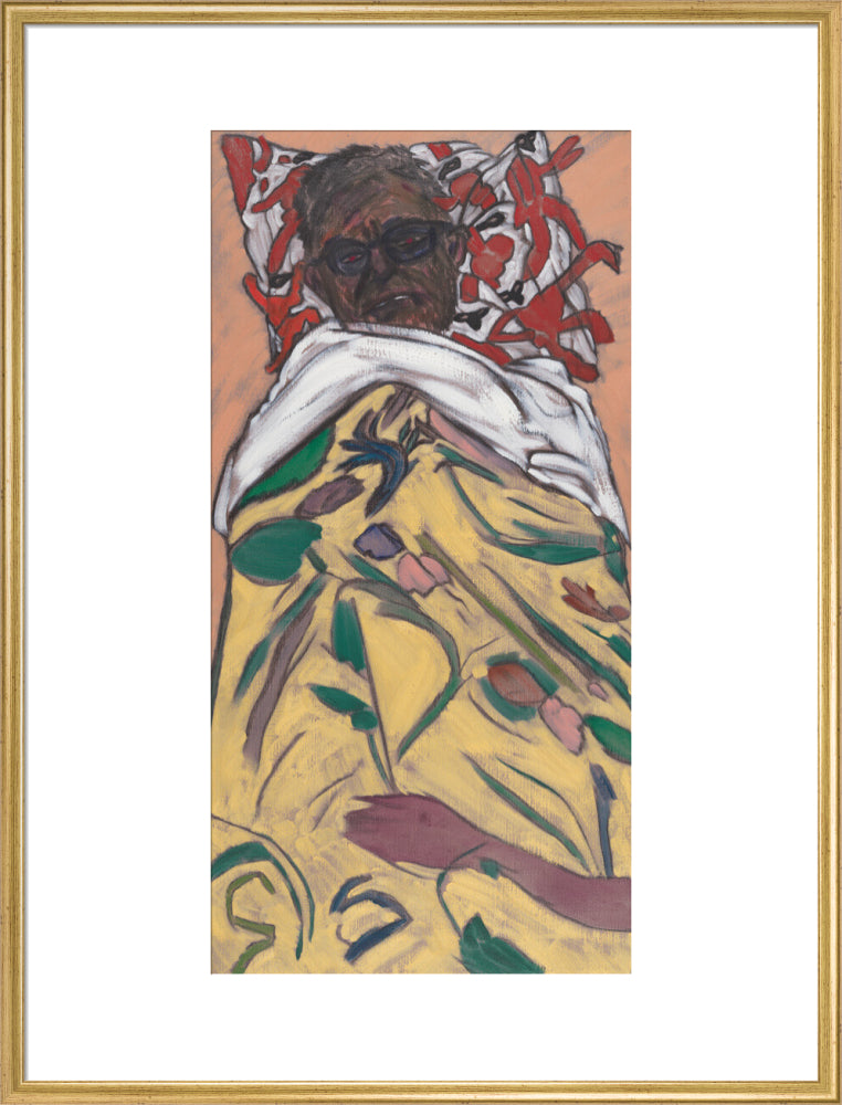 R.b. kitaj ('self portrait: hockney pillow') portrait print (art print, extra large, gold frame)