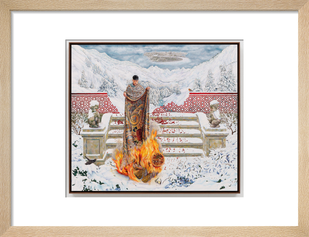Raqib shaw ('the final submission in fire on ice') portrait print (art print, small, natural frame)