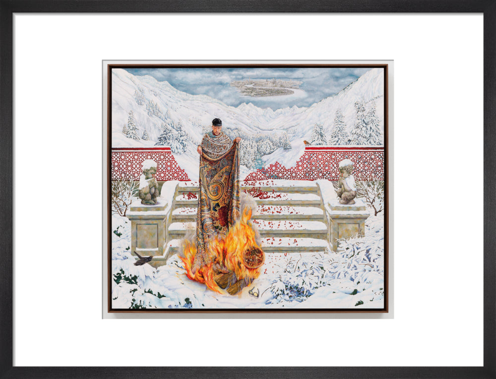 Raqib shaw ('the final submission in fire on ice') portrait print (art print, medium, black frame)
