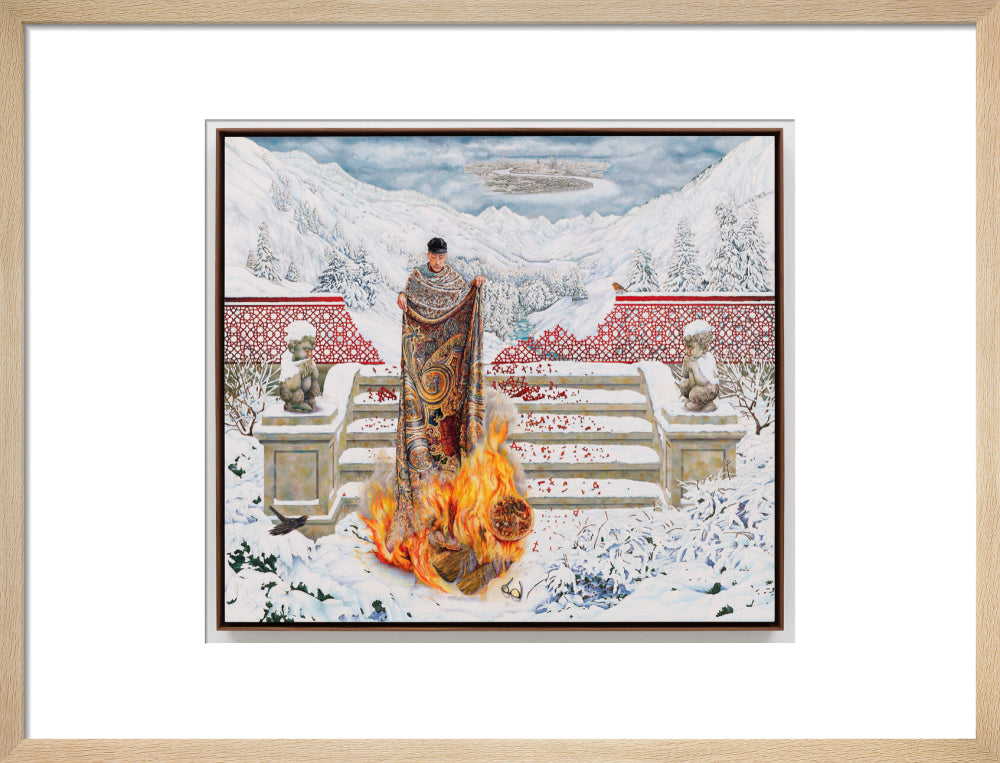 Raqib shaw ('the final submission in fire on ice') portrait print (art print, medium, natural frame)