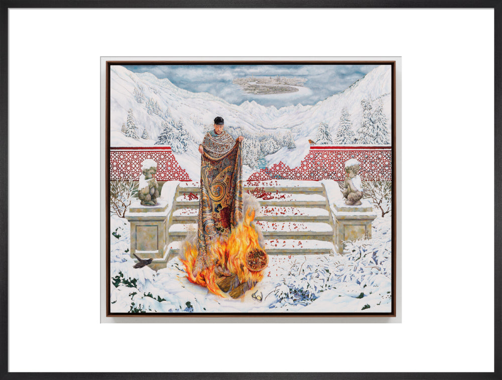 Raqib shaw ('the final submission in fire on ice') portrait print (art print, extra large, black frame)