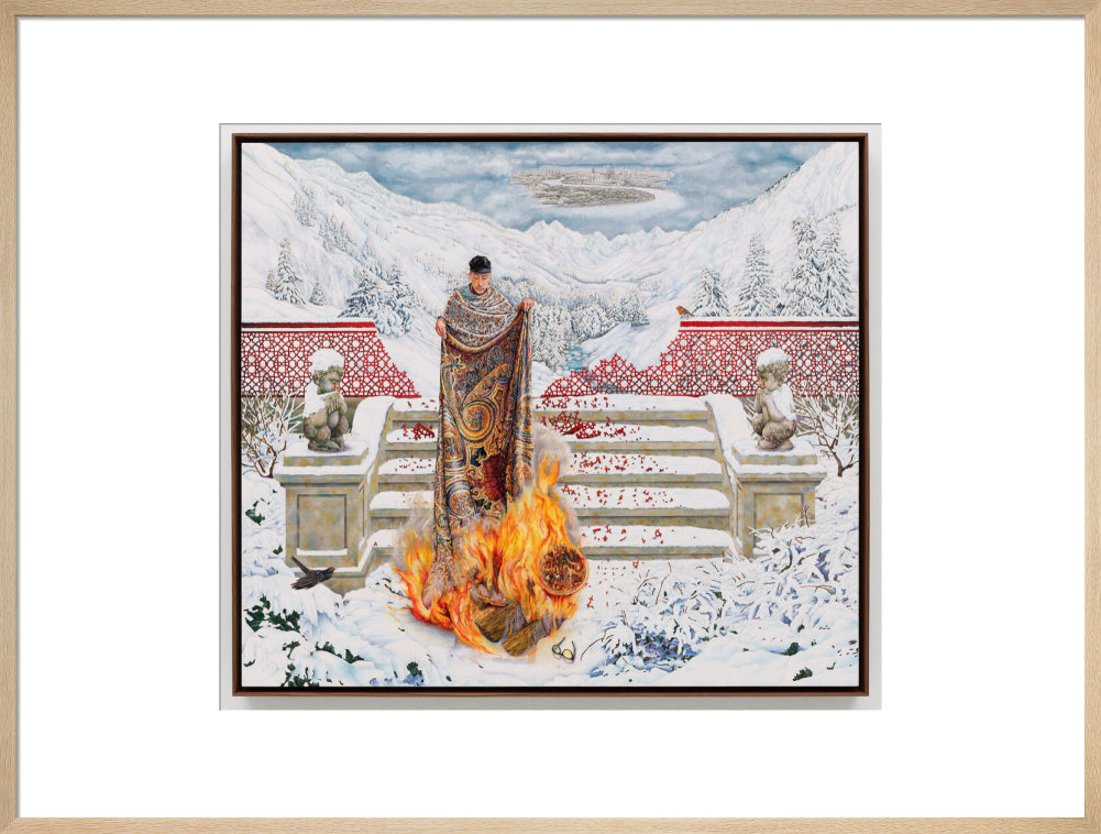 Raqib shaw ('the final submission in fire on ice') portrait print (art print, extra large, natural frame)