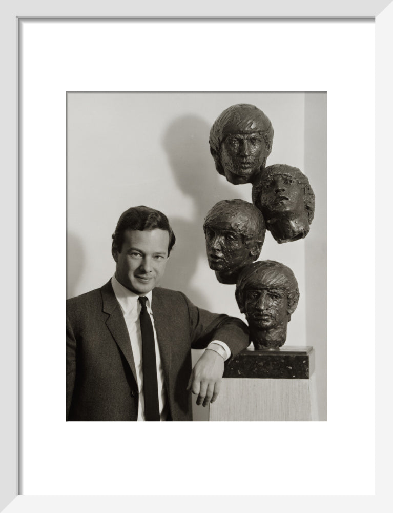 Brian epstein portrait print (art print, small, white frame frame)