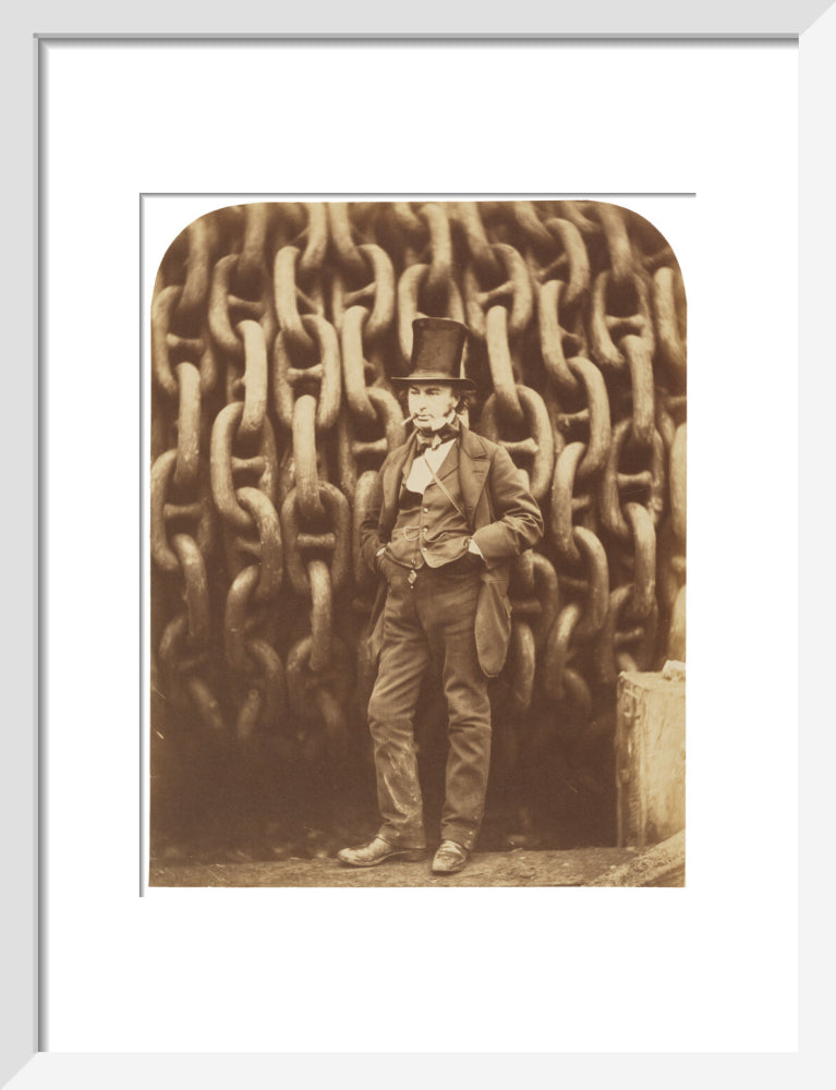 Isambard kingdom brunel portrait print (art print, small, white frame)