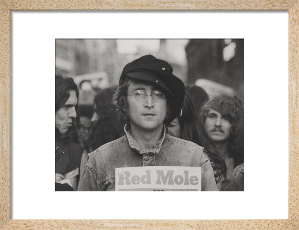 John lennon portrait print (art print, small, natural frame)
