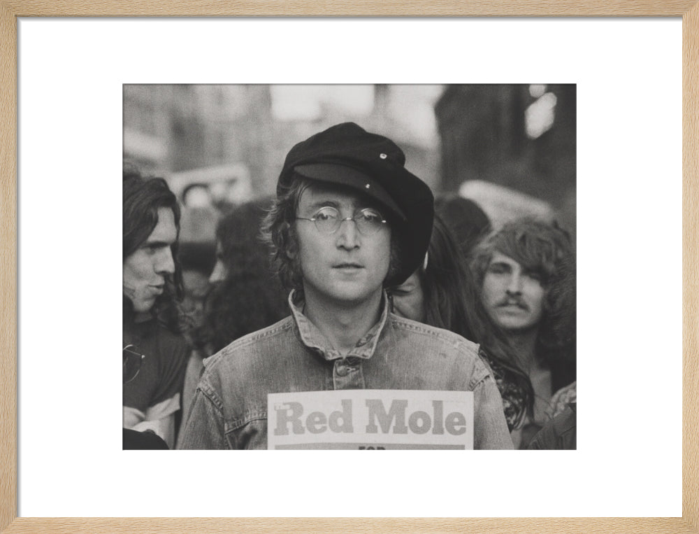 John lennon portrait print (art print, medium, natural frame)