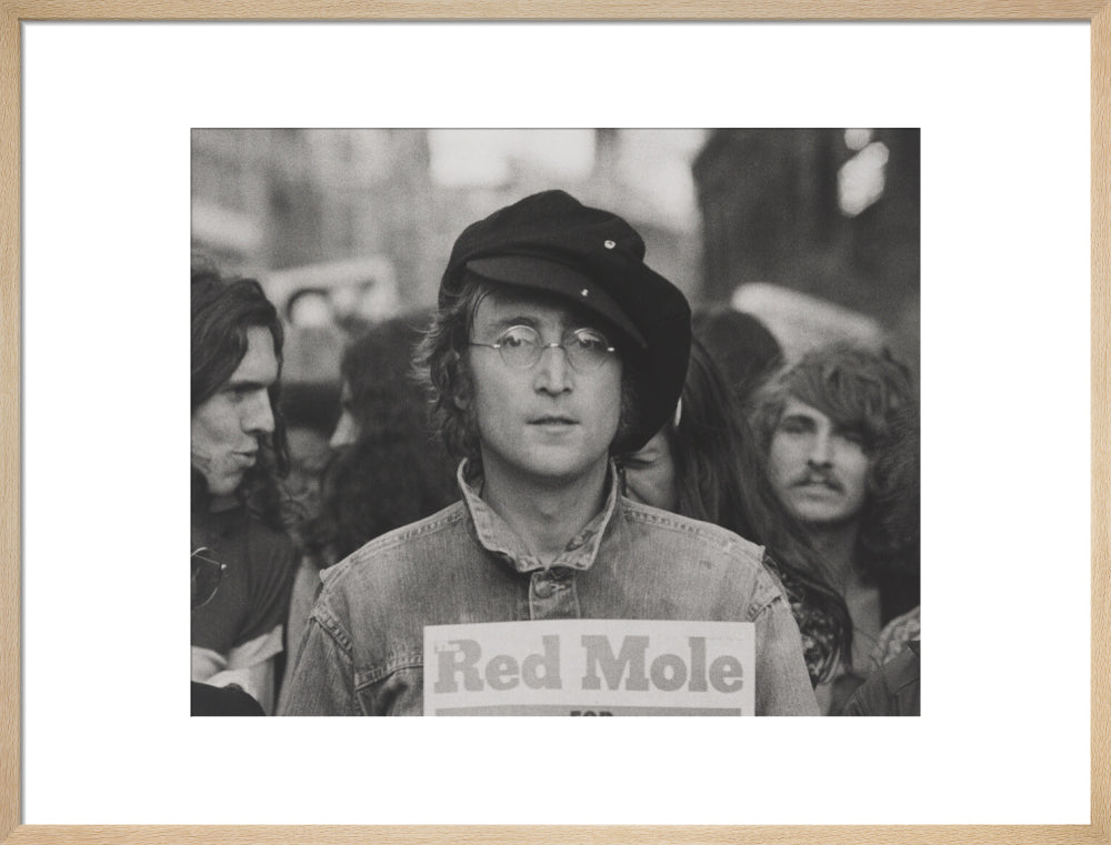 John lennon portrait print (art print, large, natural frame)