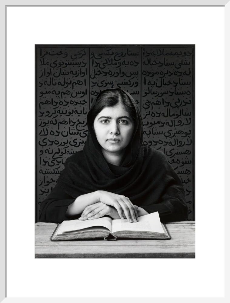 Malala yousafzai portrait print (art print, large, white frame)